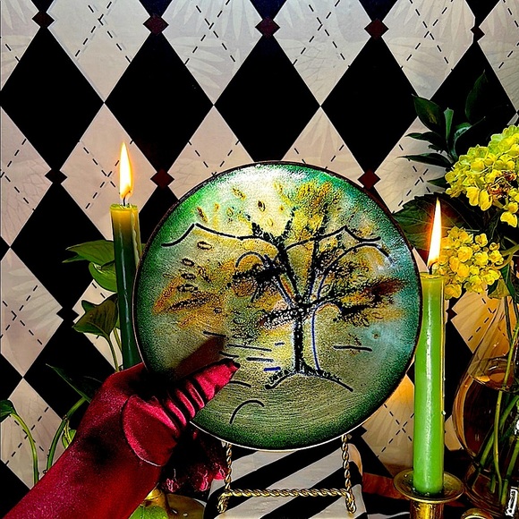 Copper Enamel Art Plate | Vibrant Hand-Fired Colors • One-of-a-Kind - Picture 9 of 13